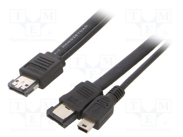 Cable: SATA; SATA plug,USB B mini plug,both sides; 1m; black