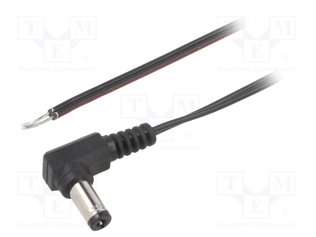 Cable; wires,DC 5,5/2,1 plug; angled; 0.35mm2; black; 1.5m