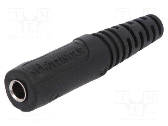 Socket; 4mm banana; 10A; 70VDC; black; nickel plated; on cable