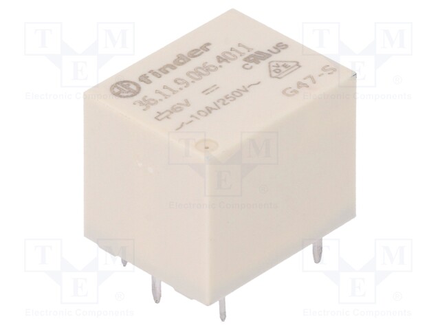 Relay: electromagnetic; SPDT; Ucoil: 6VDC; 10A/250VAC; 10A/30VDC