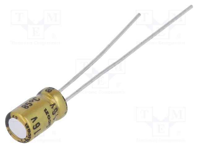 Capacitor: electrolytic; THT; 10uF; 16VDC; Ø4x7mm; Pitch: 1.5mm