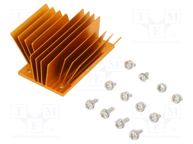 Heatsink: extruded; grilled; golden; L: 58mm; W: 37mm; H: 22.9mm