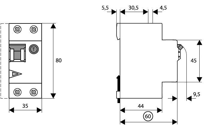 RCBO breaker; Inom: 10A; Ires: 30mA; Max surge current: 250A; 230V