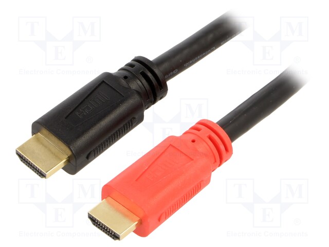 Cable; HDMI 1.3,with amplifier; HDMI plug,both sides; 15m; black