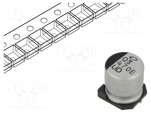 SMD Aluminium Electrolytic Capacitor, Radial Can - SMD, 470 µF, 25 V, UUD Series