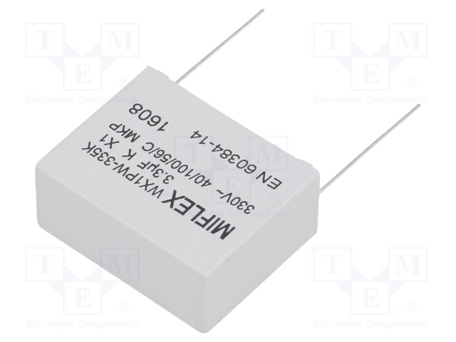 Capacitor: polypropylene; X1; 3.3uF; 330VAC; ±10%; THT