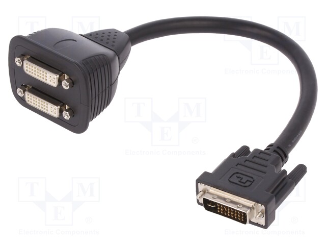 Adapter; DVI-I (24+5) plug,DVI-I (24+5) socket x2; 200mm; black