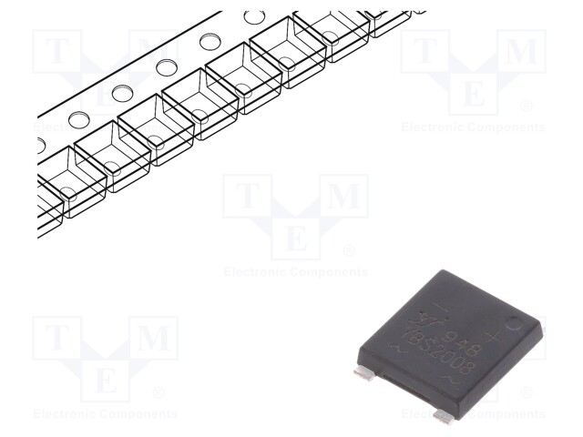 Single-phase bridge rectifier; Urmax: 800V; If: 2A; Ifsm: 75A; YBS