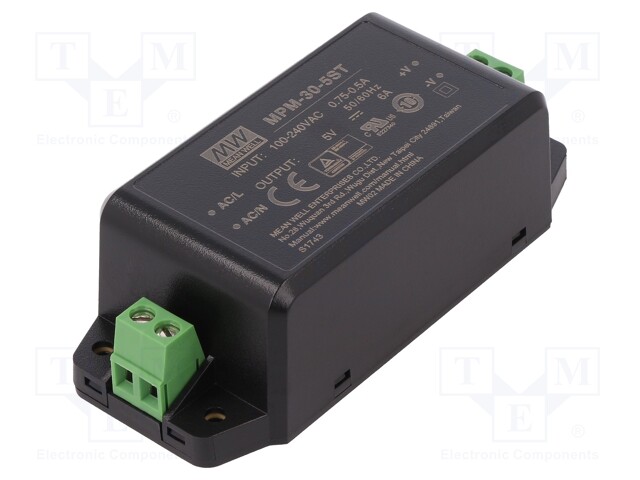 Power supply: switched-mode; modular; 30W; 5VDC; 91x39.5x28.5mm