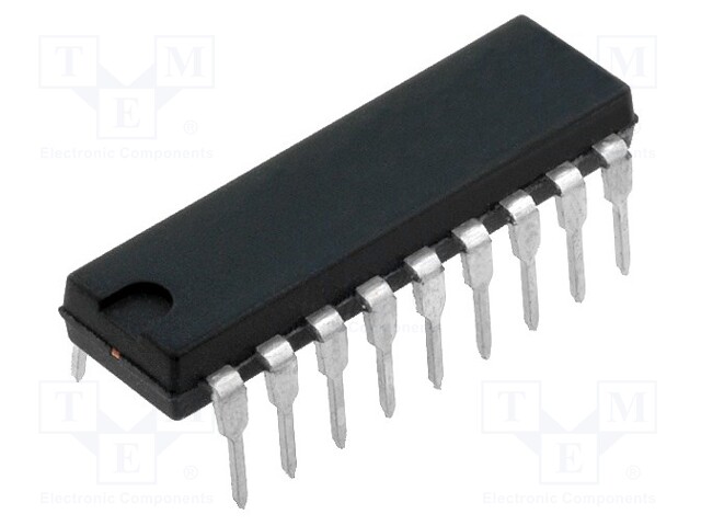 PIC microcontroller; Memory: 7kB; SRAM: 384B; EEPROM: 256B; THT