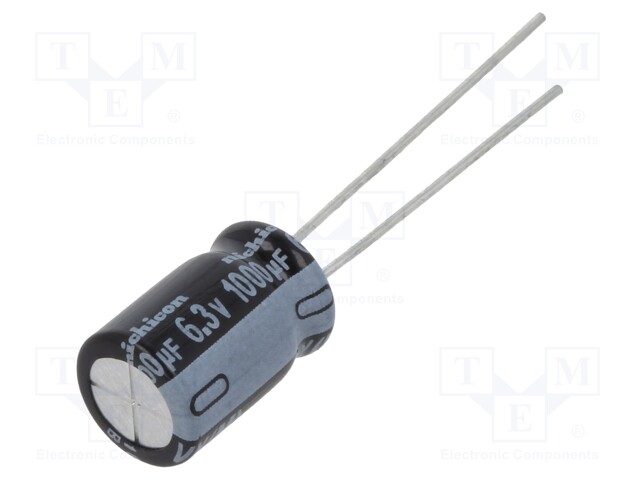 Capacitor: electrolytic; THT; 1000uF; 6.3VDC; Ø8x11.5mm; ±20%