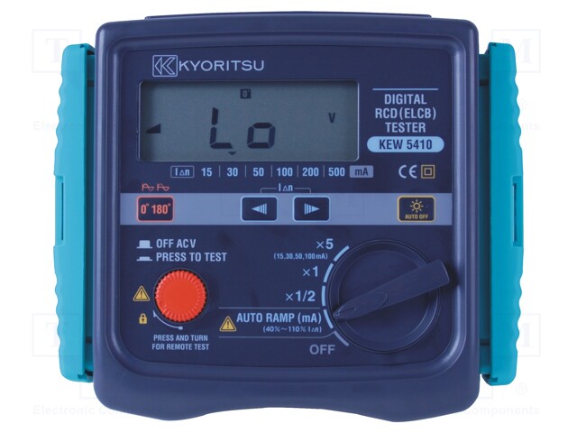 RCD tester; LCD 3,5 digit (1999); VAC: 80÷450V; 50÷60Hz; IP54