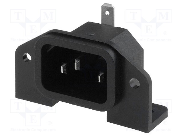 Connector: AC supply; socket; male; 10A; 250VAC; IEC 60320; THT