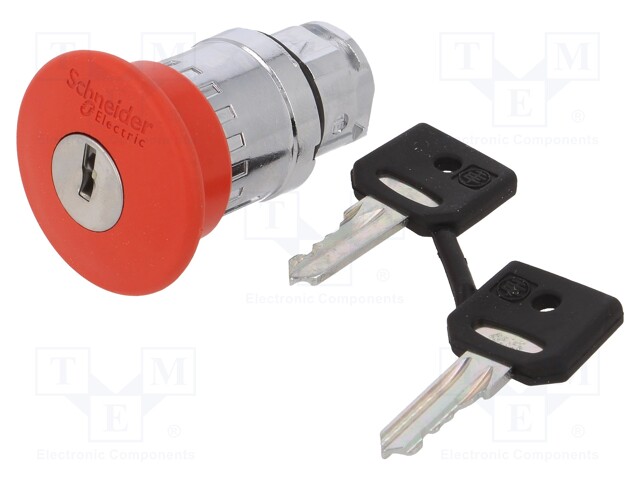 Switch: emergency stop with key; Stabl.pos: 2; 22mm; red; IP66