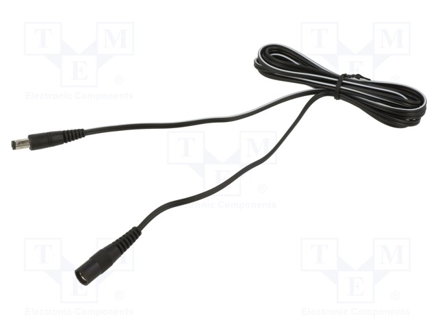 Cable; DC 5,5/2,1 plug,DC 5,5/2,1 socket; straight; 0.5mm2; 0.5m