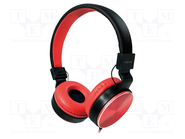 Headphones; red; Jack 3,5mm; 20÷20000Hz; 32Ω; 95dB; 1.2m