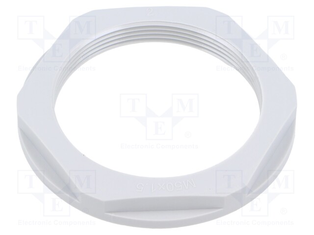 Nut; M50; polyamide; 60mm; light grey; Thread: metric; Pitch: 1.5