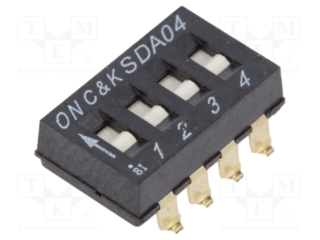 Switch: DIP-SWITCH; Poles number: 4; ON-OFF; 0.025A/24VDC; Pos: 4