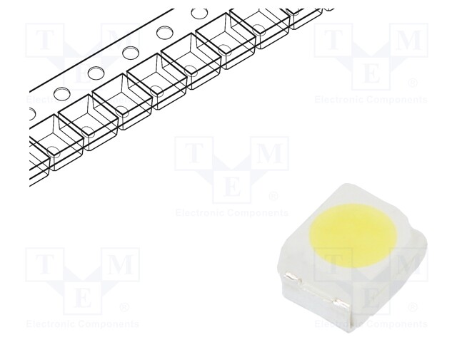 LED; SMD; 3528,PLCC2; white cold; 9÷14lm; 6120-6800K; 80; 120°; 30mA