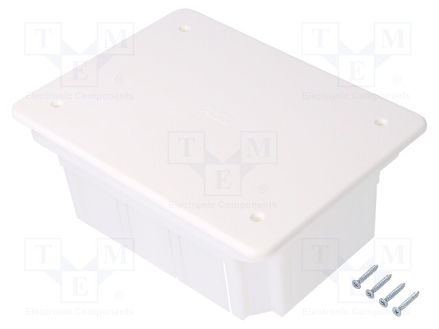 Enclosure: back box; X: 100mm; Y: 152mm; Z: 70mm; plaster embedded