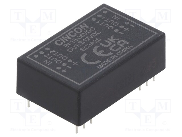 Converter: DC/DC; 3W; Uin: 18÷36V; Uout: 12VDC; Uout2: -12VDC; DIP24