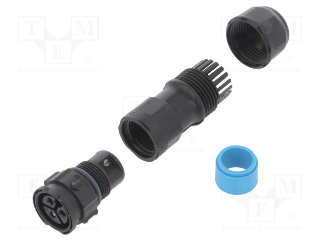 Connector: circular; female; plug; screw terminal; PIN: 3; IP68