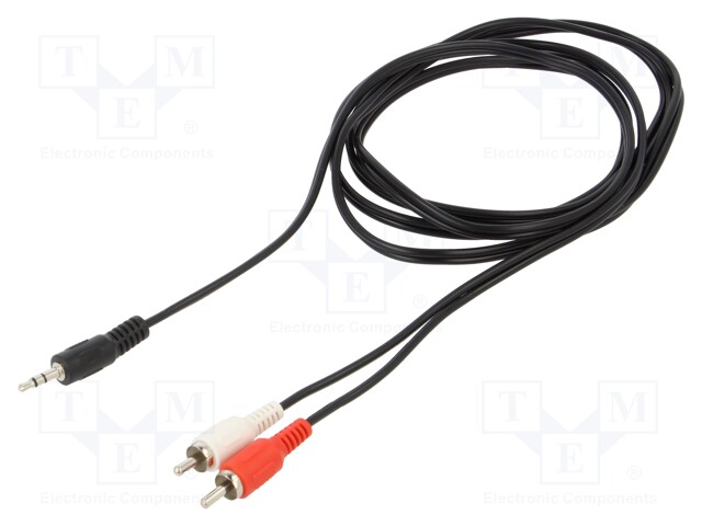 Cable; Jack 3.5mm plug,RCA plug x2; 3m; black