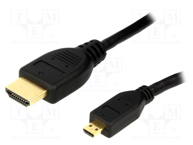 Cable; HDMI 1.4; HDMI micro plug,HDMI plug; 1m; black