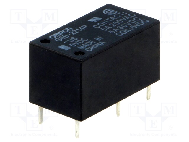 Relay: electromagnetic; DPST-NO; Ucoil: 5VDC; 5A/250VAC; 5A/30VDC