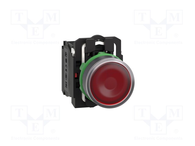 Switch: push-button; 22mm; Stabl.pos: 1; NC + NO; red; LED; 110V