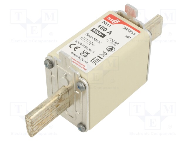 Fuse: fuse; aR; 160A; 690VAC; 550VDC; silver; NH1