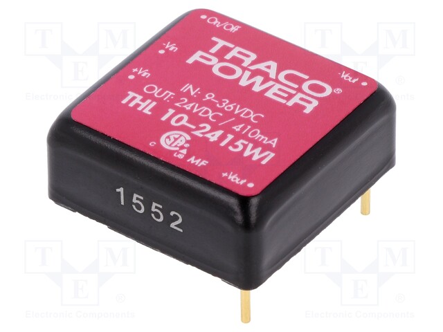 Converter: DC/DC; 10W; Uin: 9÷36V; 24VDC; Iout: 410mA; 1"x1"; 15g