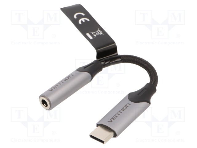 Cable; Jack 3.5mm socket,USB C plug; nickel plated; 0.1m; 29AWG