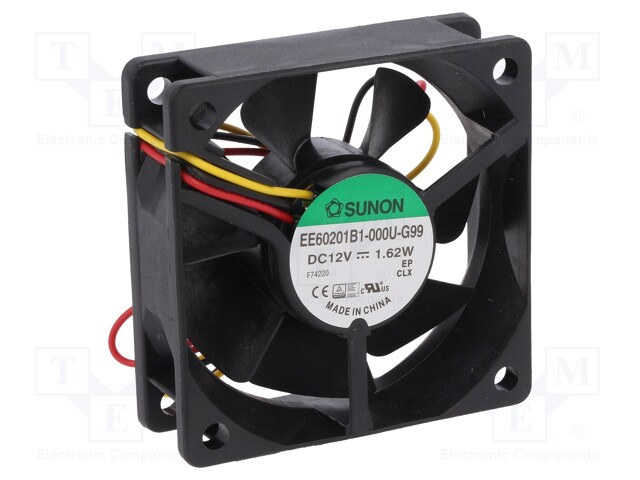 Fan: DC; axial; 12VDC; 60x60x20mm; 39.08m3/h; 34.5dBA; ball bearing