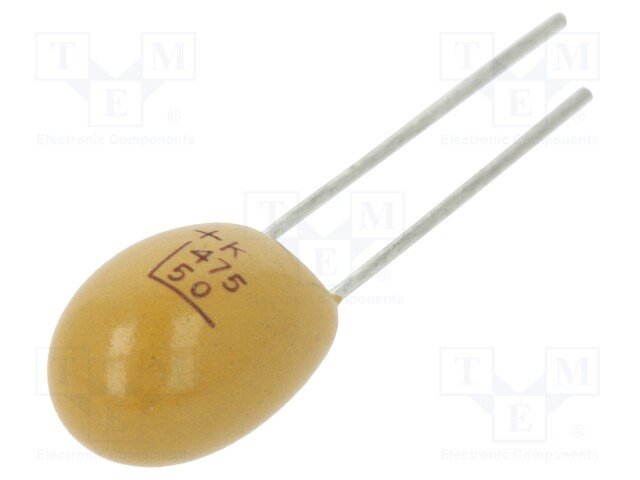 Capacitor: tantalum; 4.7uF; 50VDC; THT; ±20%; -55÷85°C; 2.54mm