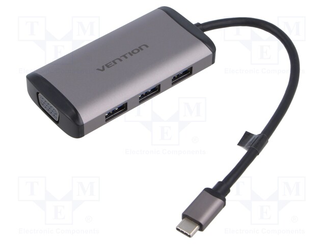 Hub USB; USB 3.0; grey; Number of ports: 6; 0.15m; Colour: black