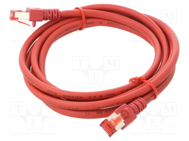 Patch cord; S/FTP; 6; stranded; Cu; LSZH; red; 2m; 27AWG