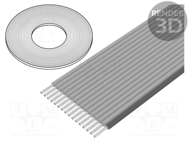 Wire: ribbon; 1.27mm; stranded; Cu; 16x26AWG; unshielded; TPE; grey