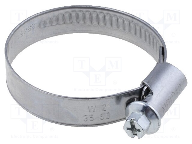 Worm gear clamp; 35÷50mm; steel; Plating: zinc