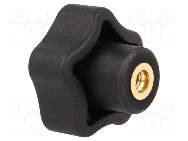 Knob; Dia: 25mm; M4; 10mm; H: 19mm; technopolymer (PA); black