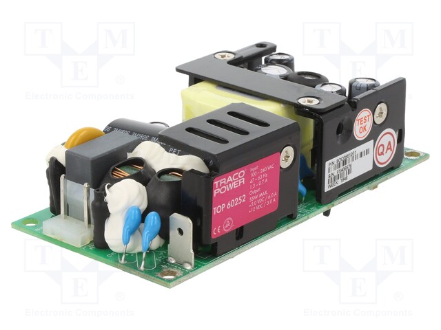 Power supply: switched-mode; 55W; 90÷264VAC; OUT: 2; 5VDC; 12VDC; 6A