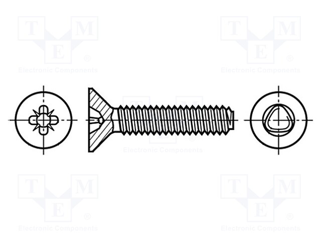 Screw; 3x6; Head: countersunk; Pozidriv; A2 stainless steel