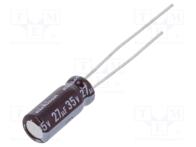 Capacitor: electrolytic; low impedance; THT; 27uF; 35VDC; Ø5x11mm