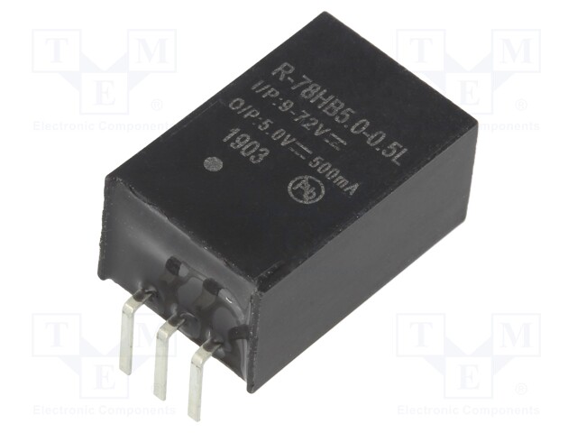 Converter: DC/DC; 2.5W; Uin: 9÷72V; Uout: 5VDC; Iout: 500mA; SIP3