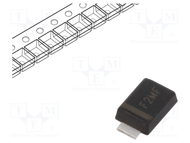 Diode: rectifying; SMD; 1000V; 2A; 500ns; Package: reel,tape; SMAF