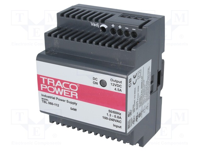 Power supply: switched-mode; modular; 54W; 12VDC; 4.5A; 85÷264VAC