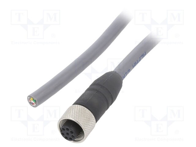 Connection lead; M12; PIN: 8; straight; 5m; plug; 36VAC; 1.9A; IP67