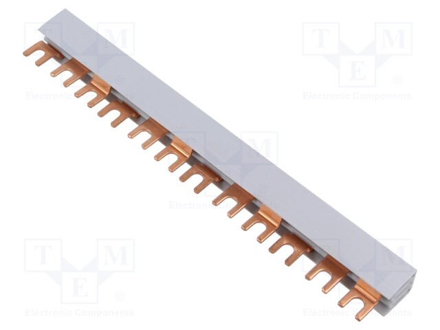 Busbar; 16mm2; Poles: 3; Urated: 400V; 100A; fork; No.of mod: 12; PVC