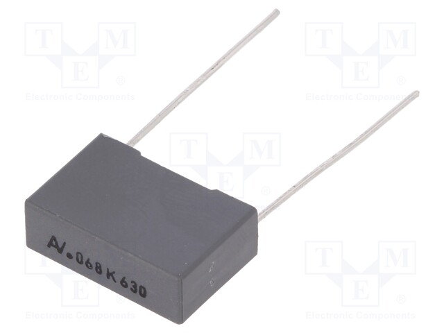 Capacitor: polyester; 68nF; 220VAC; 630VDC; Pitch: 15mm; ±10%