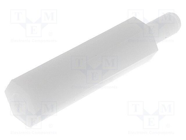 Screwed spacer sleeve; hexagonal; polyamide; M3; M3; 21mm